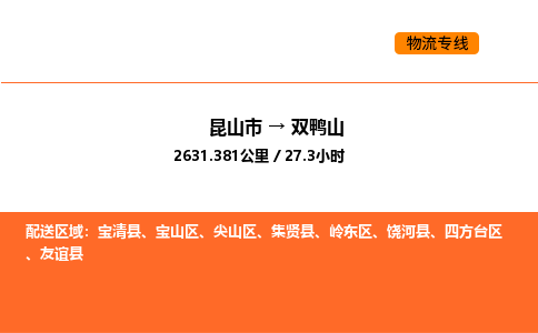 昆山到双鸭山物流专线|昆山市至双鸭山货运专线