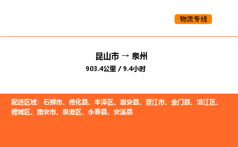 昆山到泉州物流专线|昆山市至泉州货运专线