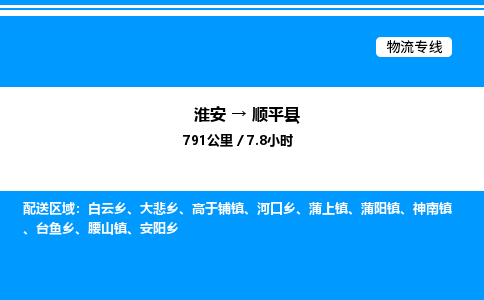 淮安到顺平县物流专线/公司 实时反馈/全+境+达+到